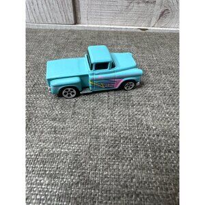 Hot Wheels Mattel 1991 Pickup Truck Die Cast Turquoise Lightning Graphics